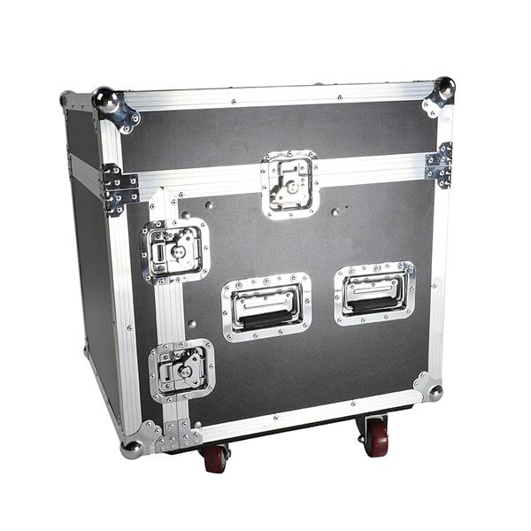 4U 8U 12 Space Rack Case with Slant Mixer Top DJ Mixer Cabinet with 4pcs casters Black & Silver 