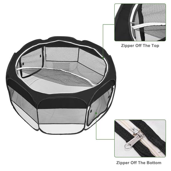 HOBBYZOO 45" Portable Foldable 600D Oxford Cloth & Mesh Pet Playpen Fence with Eight Panels  Black