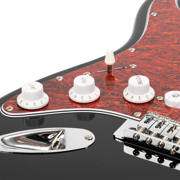 ST3 Stylish Pearl-shaped Pickguard Electric Guitar Black & Red