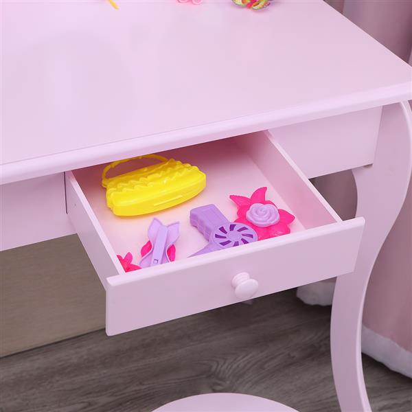 Children's Single Mirror Single Draw Curved Foot Dresser Purple