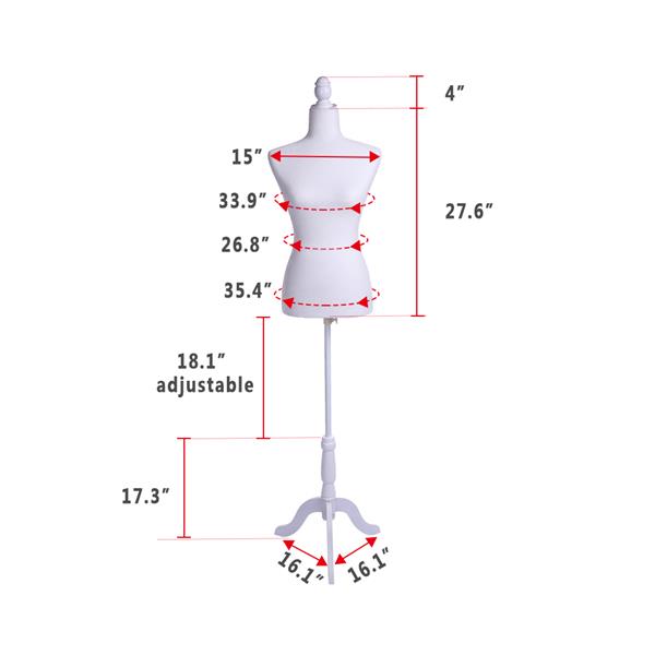 Half-Length Foam & Brushed Fabric Coating Lady Model for Clothing Display White