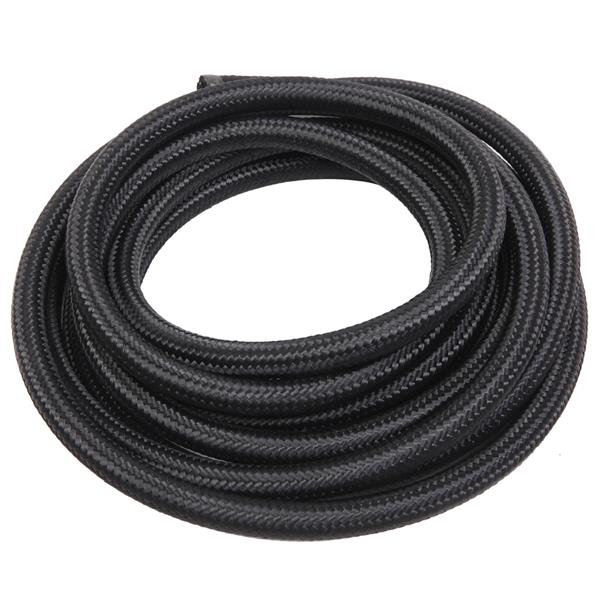8AN 16-Foot Universal Stainless Steel Braided Fuel Hose Black