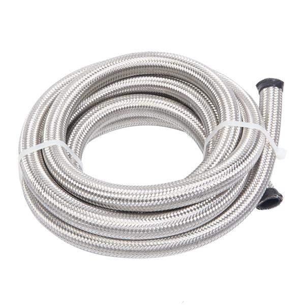 10AN 10-Foot Universal Stainless Steel Braided Fuel Hose Silver