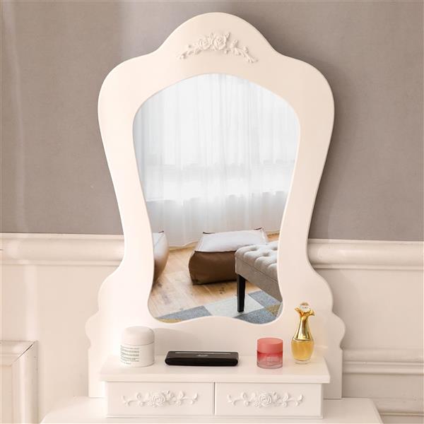 Irregular Single Mirror 3 Drawer Dressing Table White