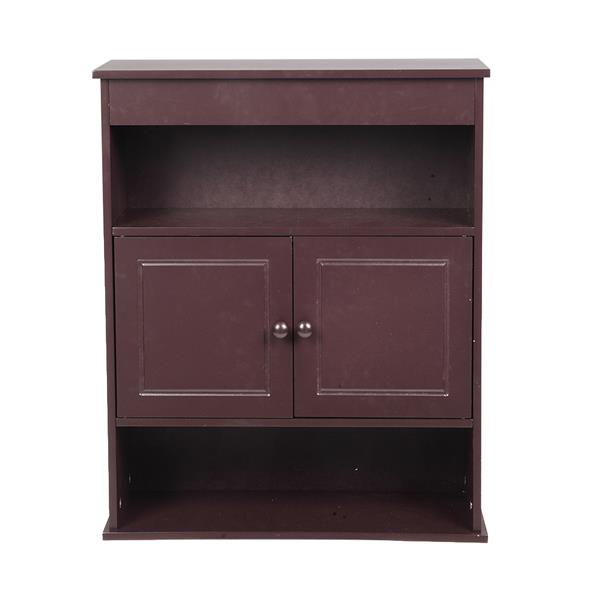 Two-door Bathroom Cabinet with Upper and Lower Layers Brown