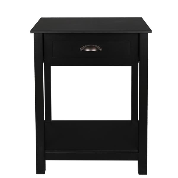 1-Drawer Nightstand End Table Black