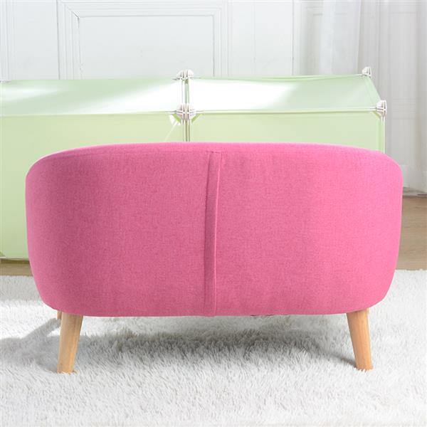  Children's double Sofa with Sofa Cushion Removable and Washable Linen Rose Red 