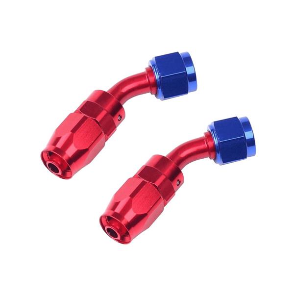 Universal 12ft AN-6 Silver Nylon Braided Hose with 6pcs Red & Blue Hose Ends and 2pcs AN-6 to AN-10 