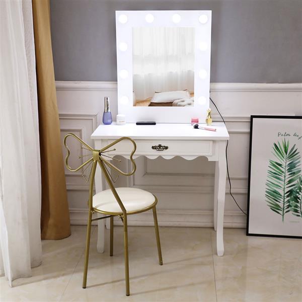 Generous Mirror Single Pumping Foot With Bulb Cold Light Dressing Table white