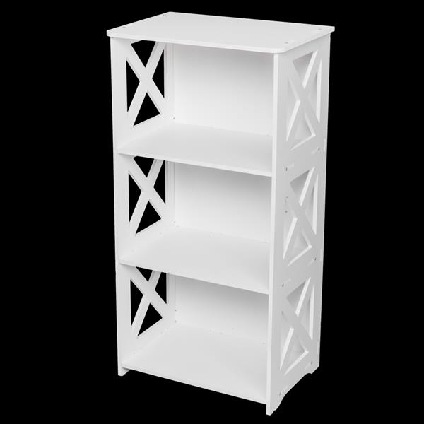 Wood-plastic Board Three Tiers Triangle Storage Rack White