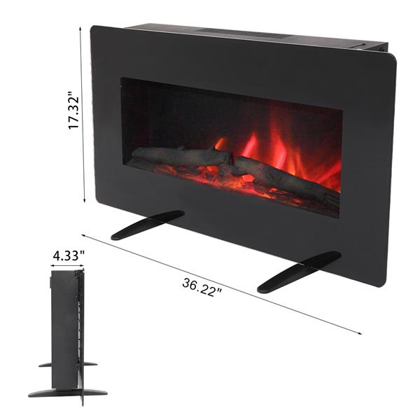 SF311-36G 36 Inch 1400W Wall Hanging / Fireplace Single Color / Fake Wood / Heating Wire / With Small Remote Control Black