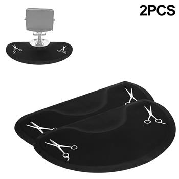 2pcs 3′x 5′x 1/2\\" Beauty Salon Semicircle Anti-fatigue Salon Mat Scissors Pattern Black 