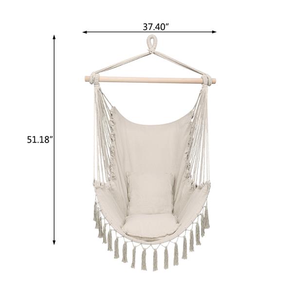 1.5*1.2m Tassel Plus Pillow Hanging Chair Beige