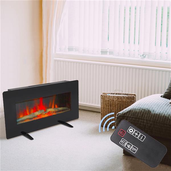 SF311-36G 36 Inch 1400W Wall Hanging / Fireplace Single Color / Fake Wood / Heating Wire / With Small Remote Control Black