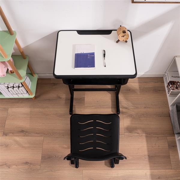 Adjustable Students Children Desk and Chairs Set Black