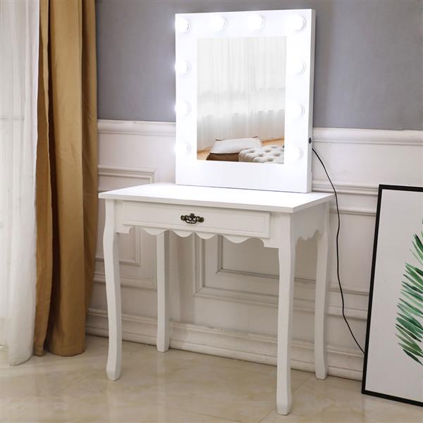 Generous Mirror Single Pumping Foot With Bulb Cold Light Dressing Table white