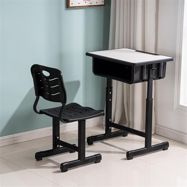 Adjustable Students Children Desk and Chairs Set Black