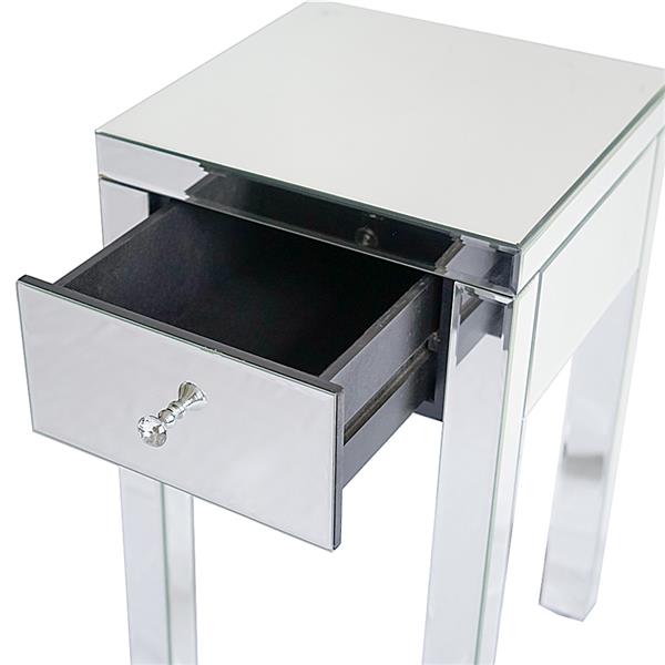 Modern and Contemporary Small 1 Drawer Mirrored Nightstand Bedside Table