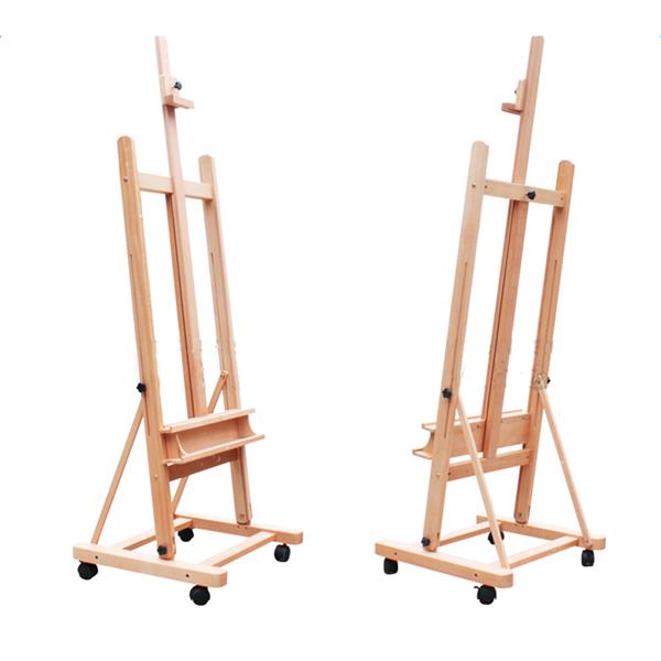 DHJ-02 360-Degree Spinner Wheel Red Beech Wood Rolling Easel Wood Color