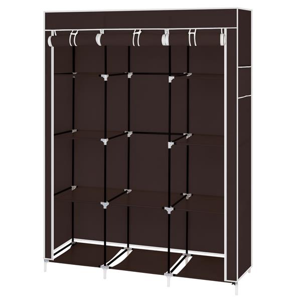 67" Portable Closet Organizer Wardrobe Storage Organizer with 10 Shelves Quick and Easy to Assemble Extra Space Dark Brown 