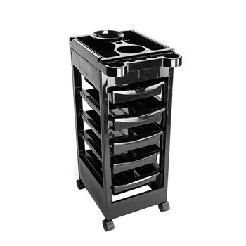 5 Tiers Removable Portable Plastic Hairdresser Beauty Storage Trolley Black