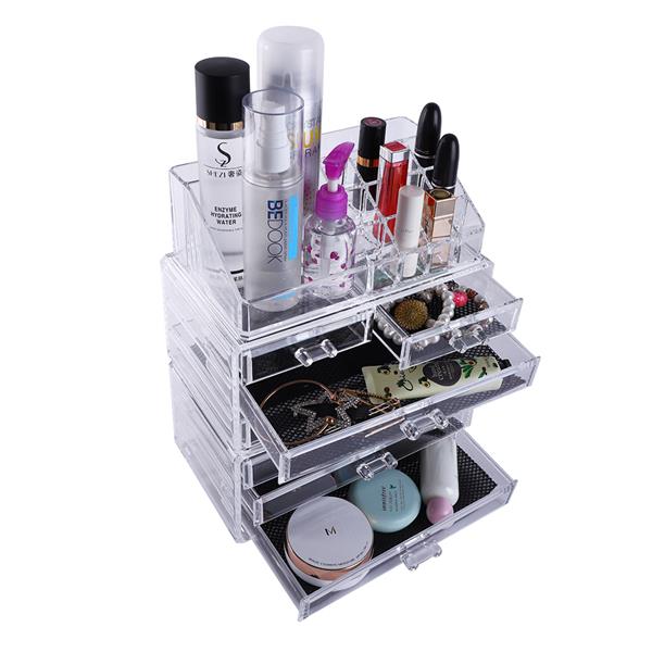 SF-1122-1 Cosmetics Storage Rack with 2 Small & 5 Large Drawers Transparent