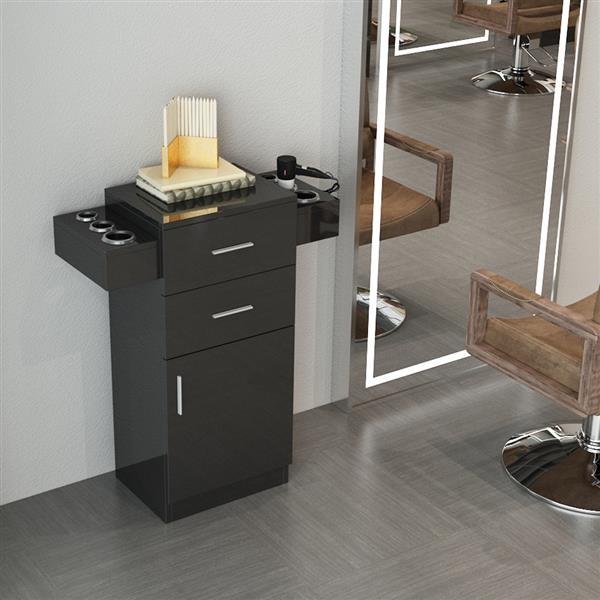 Barbershop Salon Locker / Hair Dryer Rack Drawer with Lock Black