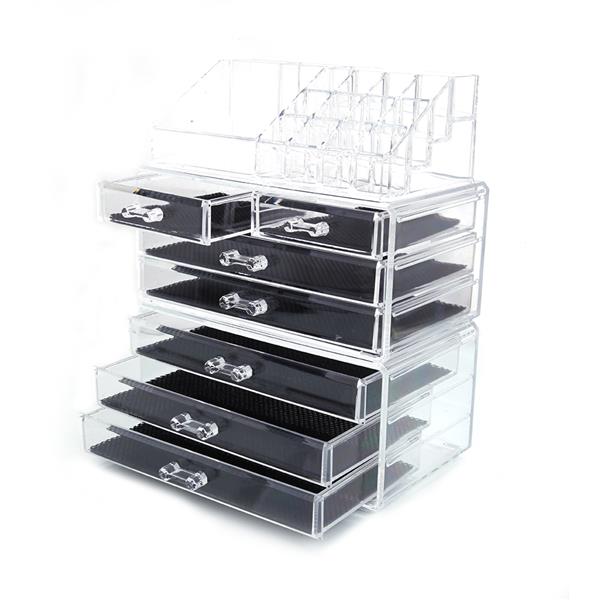 SF-1122-1 Cosmetics Storage Rack with 2 Small & 5 Large Drawers Transparent