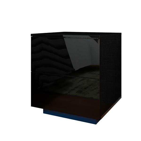 LED Double Side Cabinet Bedside Table Black