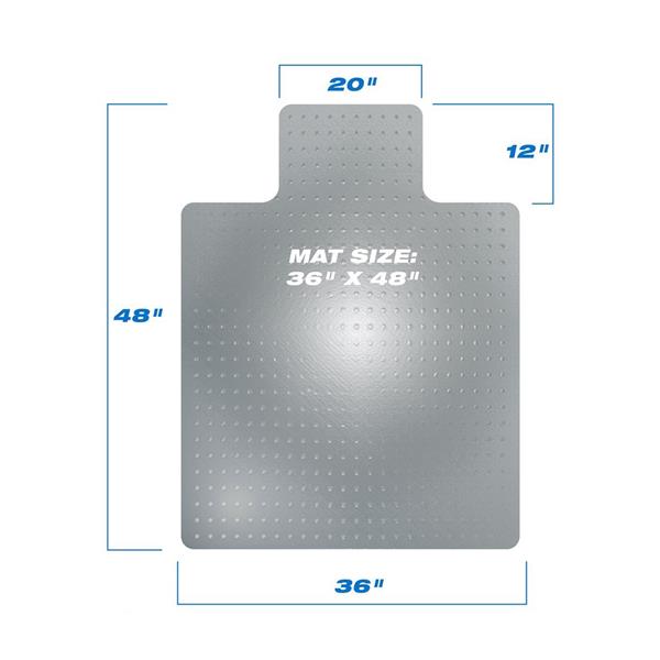 90 x 120 x 0.25cm PVC Home-use Protective Mat Chair Pad with Nail for Floor Chair Transparent