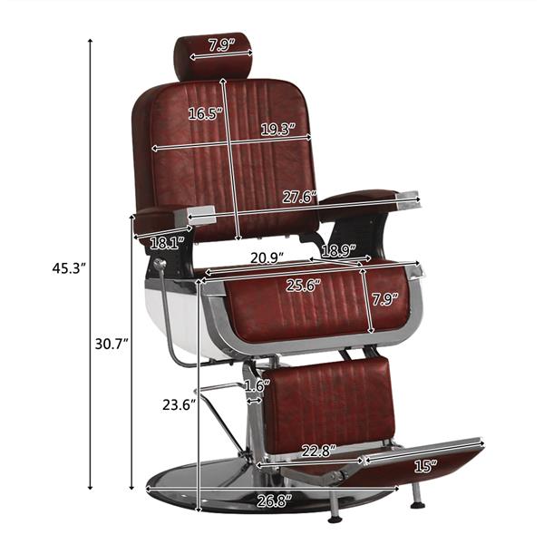 All Purpose Recline Hydraulic Barber Chair Heavy Duty Salon Spa Beauty Equipment Burgundy