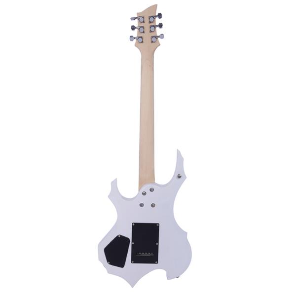 Novice Flame Shaped Electric Guitar HSH Pickup   Bag   Strap   Paddle   Rocker   Cable   Wrench Tool White