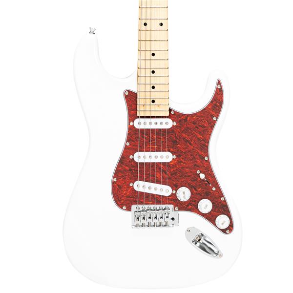 ST3 Stylish Pearl-shaped Pickguard Electric Guitar White & Red