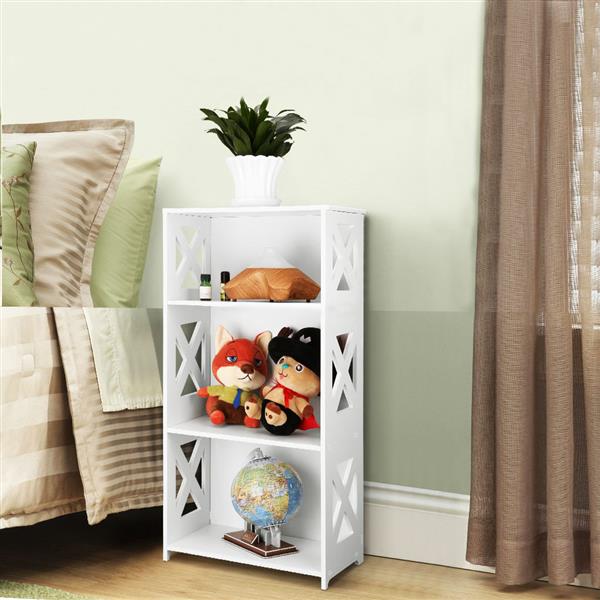 Wood-plastic Board Three Tiers Triangle Storage Rack White