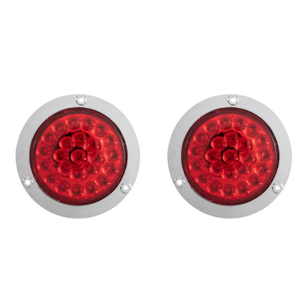 2x 4" Round Sealed 24-LED Red Stop Turn Tail Brake Light For Truck Trailer Bus