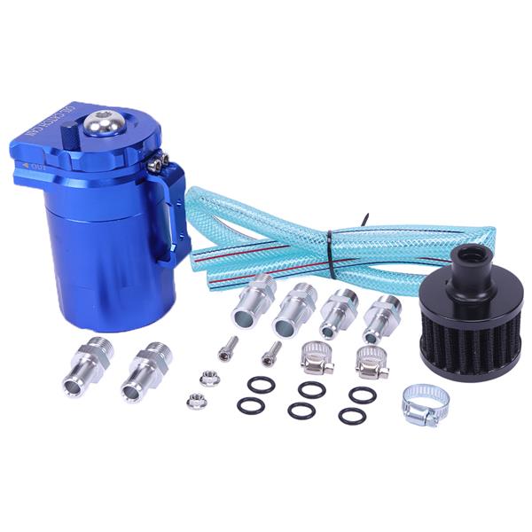 Round Oil Catch Tank Double hole Oil Catch Tank with Air Filter Blue
