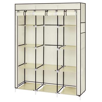 67\\" Portable Closet Organizer Wardrobe Storage Organizer with 10 Shelves Quick and Easy to Assemble Extra Space Beige