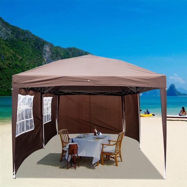 3 x 6m Two Windows Practical Waterproof Folding Tent Dark Coffee  Folding Tent