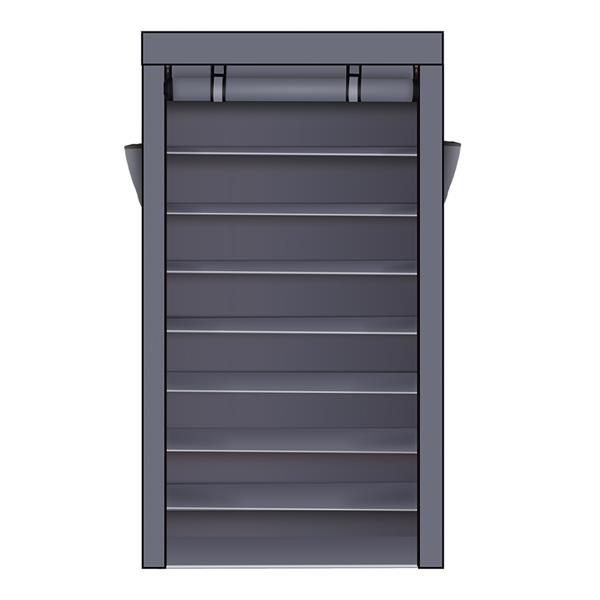 10 Tiers Shoe Rack with Dustproof Cover Closet Shoe Storage Cabinet Organizer Gray 