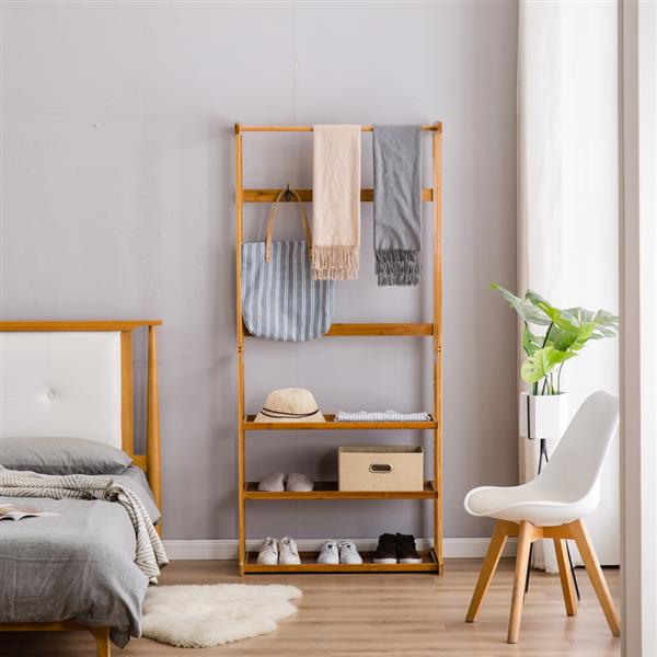 [80*40*178] cm Three-Layer Coat Rack (Flat) Wood Color