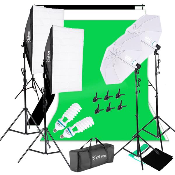 85W White Umbrellas Soft Light Box with Background Stand Non-Woven Fabrice  (Black & White & Green)(Do Not Sell on Amazon)