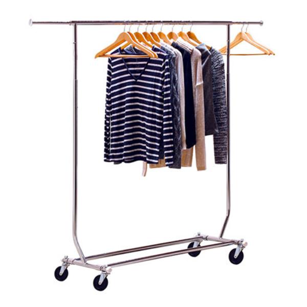 Portable Single-bar Steel Clothes Rack Silver