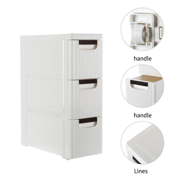 3-Tire Rolling Cart Organizer Unit with Wheels Narrow Slim Container Storage Cabinet for Bathroom Bedroom