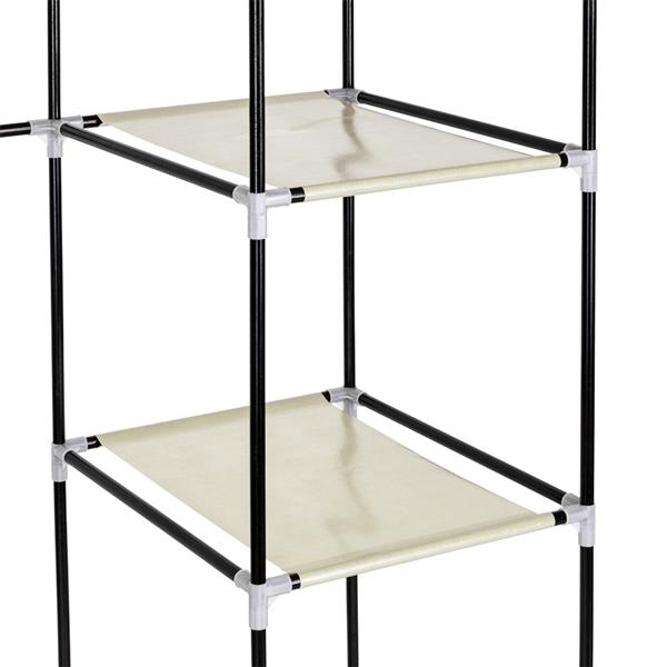 69" Portable Clothes Closet Wardrobe Storage Organizer with Non-Woven Fabric Quick and Easy to Assemble Extra Strong and Durable Beige 