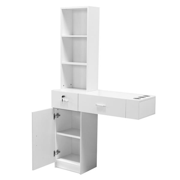 Wall Mount Beauty Salon Spa Mirrors Station Hair Styling Station Desk White