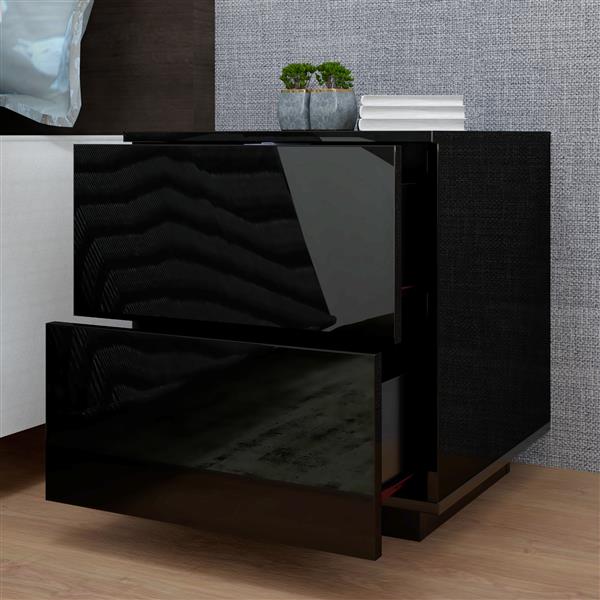 LED Double Side Cabinet Bedside Table Black