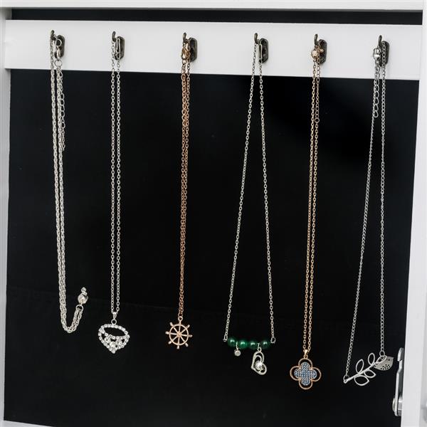Non Full Mirror Wooden Floor Standing 4-Layer Shelf Jewelry Storage Adjustable Mirror Cabinet * White