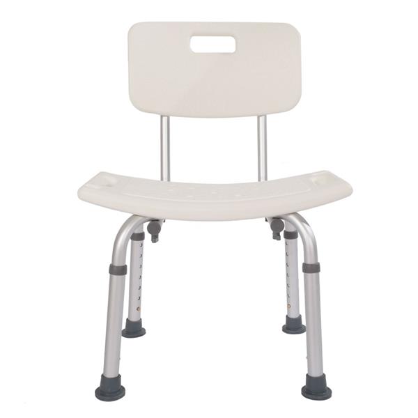 Aluminum Alloy Elderly Bath Chair with Backrest White