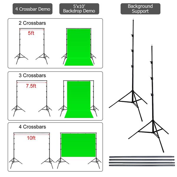 135W White Umbrellas Soft Light Box with Background Stand Muslin Cloth (Black & White & Green(Do Not Sell on Amazon)