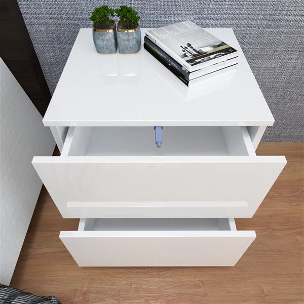 LED Double Side Cabinet Bedside Table White